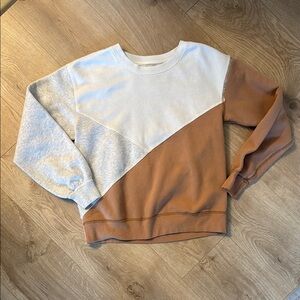 Cream and Tan Crewneck Sweaters with Textured Knit